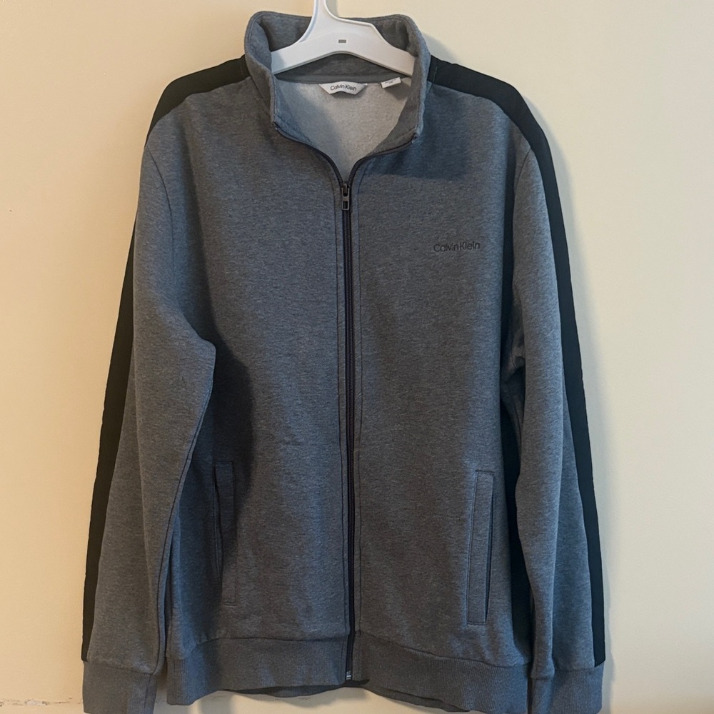Calvin Klein Men's Zip-Up Sweater in Gray and Black